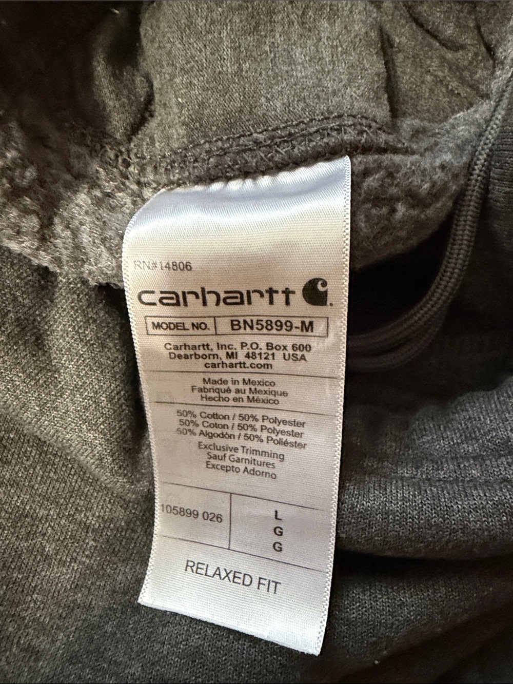 Carhartt Men’s  Relaxed Fit Charcoal Joggers with Neon Yellow Logo Down Leg - Picture 3 of 6